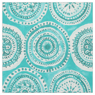 Tissu CE QUI CIRCULE l'aquarelle de mandala d'Aqua