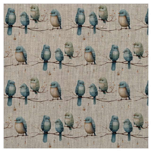 Tissu Célébration des Inséparables rustiques du bois (Échantillon)