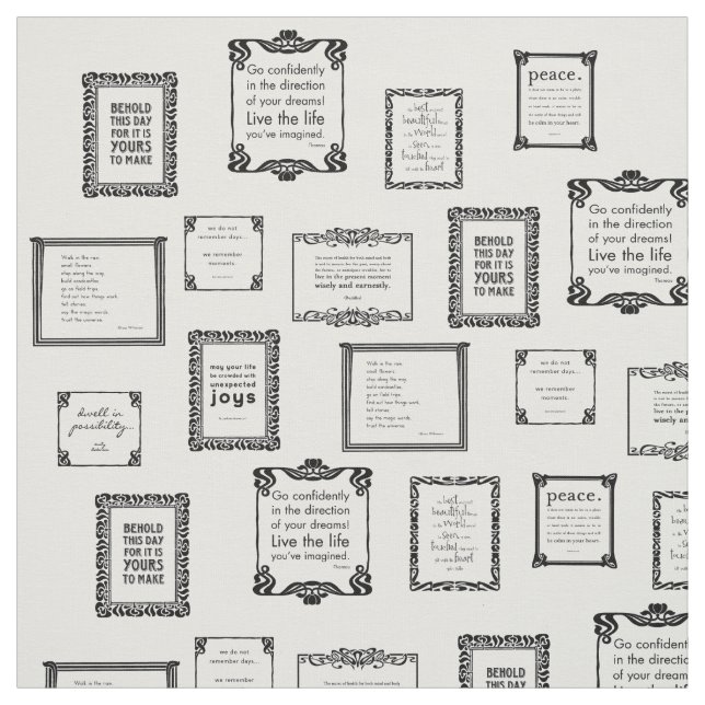 Tissu Célèbres Citations encadrées Imprimer Motif Fabric (Échantillon)