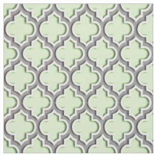 Tissu Céleri Vert, Gris foncé Quatrefoil marocain #5DS