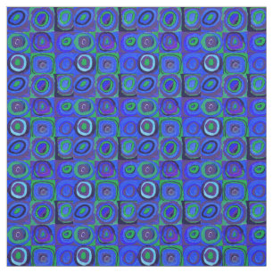 Tissu Cercle Carré Kandinsky Farbstudie Blue Quadrate