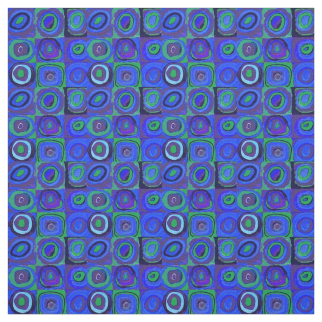 Tissu Cercle Carré Kandinsky Farbstudie Blue Quadrate (Échantillon)