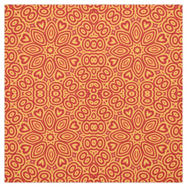 Tissu Cercle jaune coeur rouge Imprimer Motif géométriqu (Échantillon)