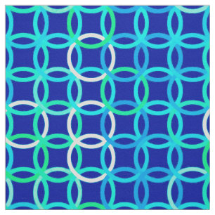 Tissu Cercles, cobalt et paon modernes de la moitié du