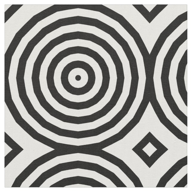 Tissu Cercles concentrés noirs et blancs Illusion optiqu (Fermer)