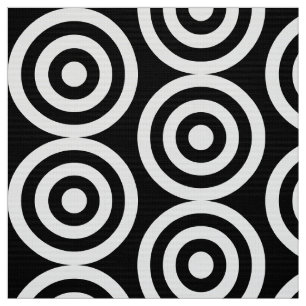 Tissu Cercles concentriques - blanc sur le noir