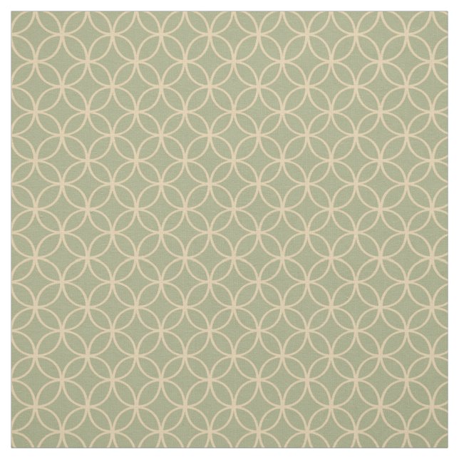 Tissu Cercles crèmes de thé sur le vert sauge (Échantillon)