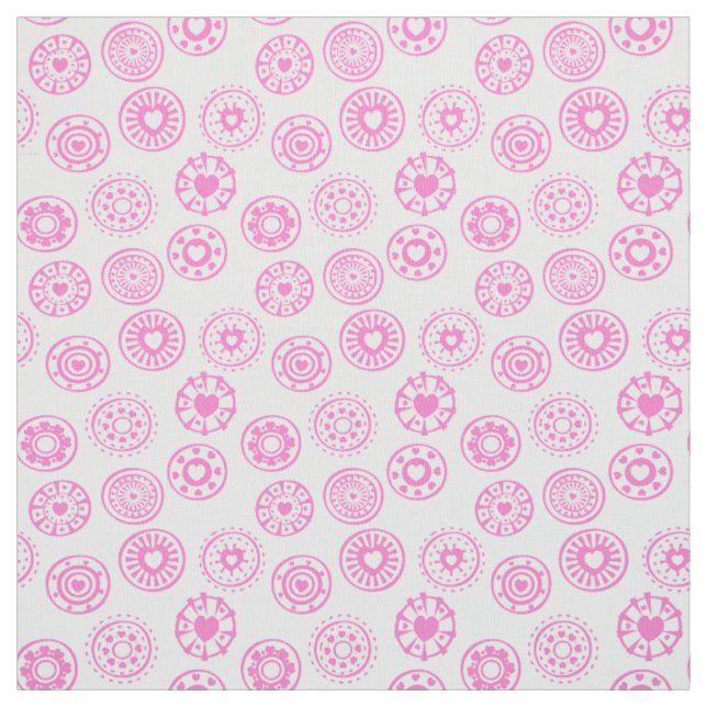 Tissu Cercles de coeur roses | Jolie (Échantillon)