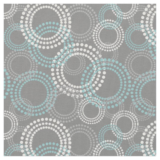 Tissu Cercles de points turquoises et gris Motif Abstrai (Fermer)