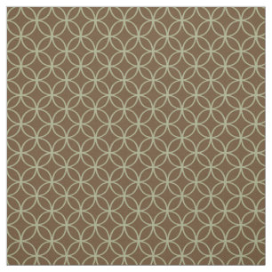 Tissu Cercles de vert sauge sur brun chocolat
