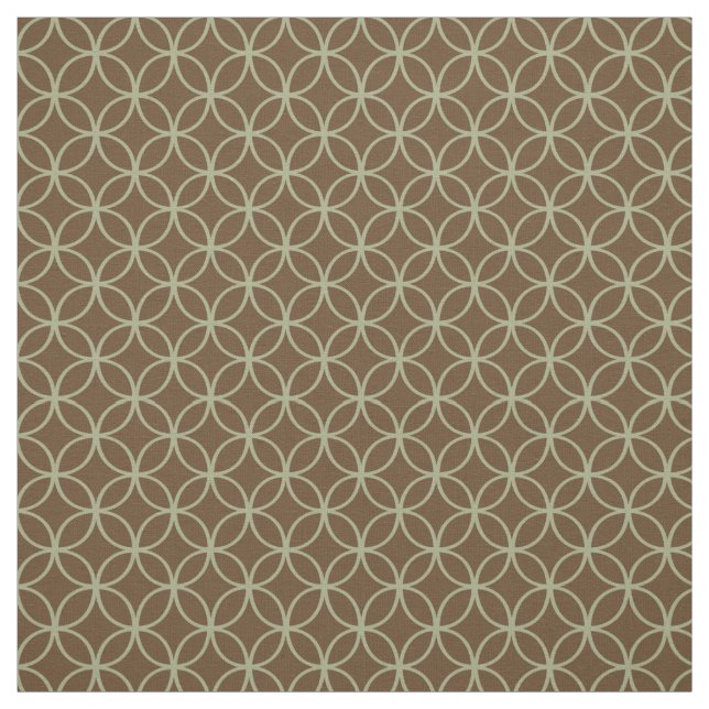 Tissu Cercles de vert sauge sur brun chocolat (Échantillon)