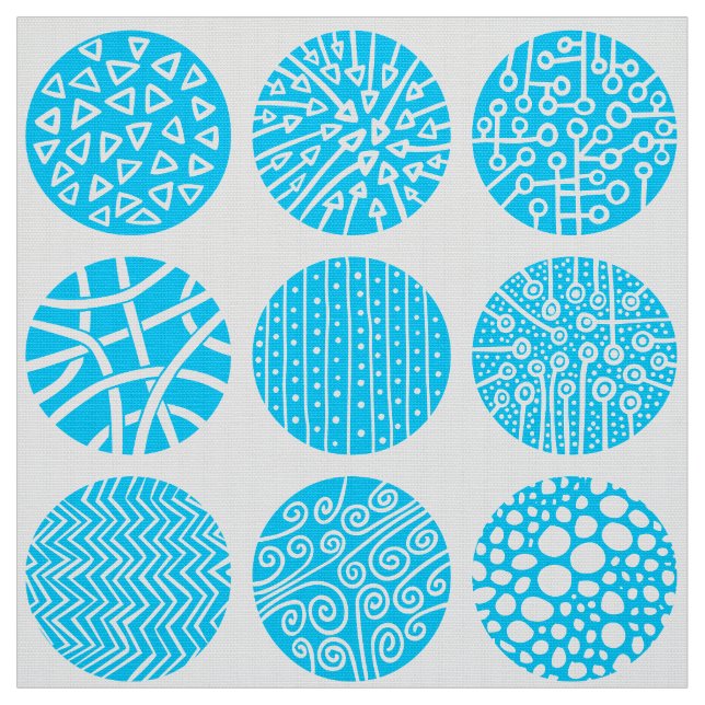Tissu Cercles décoratifs - bleu ciel et blanc (Échantillon)