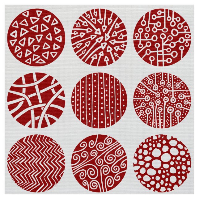 Tissu Cercles décoratifs - Rouge et blanc rubis (Échantillon)