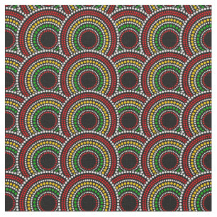 Tissu Cercles d'impression africains Motif en rouge or v