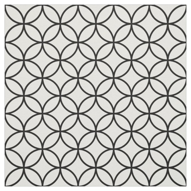 Tissu Cercles et motif blancs noirs de diamants (Échantillon)