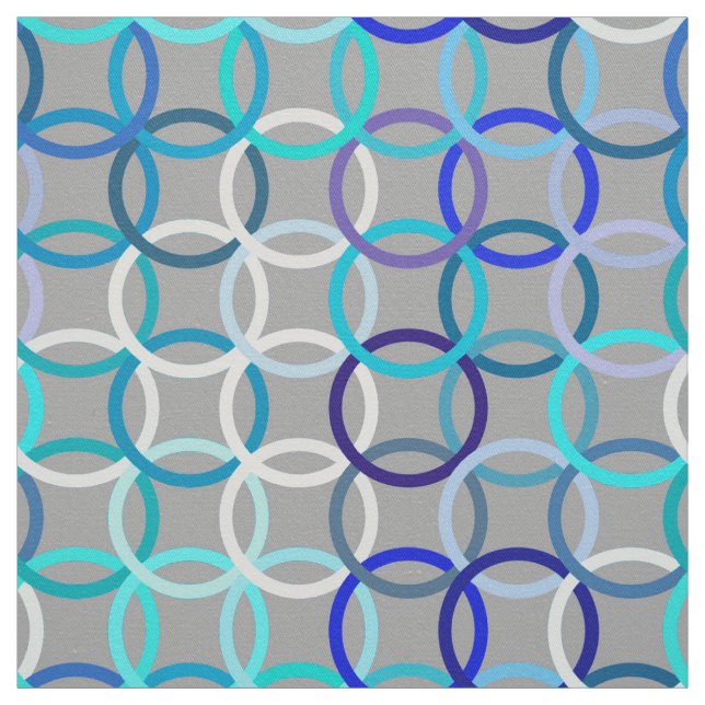 Tissu Cercles, gris, bleu et blanc modernes de la moitié (Échantillon)