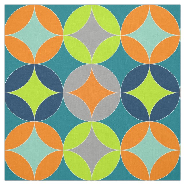 Tissu Cercles modernes du milieu du siècle Motif géométr (Échantillon)