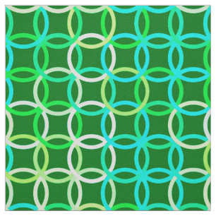 Tissu Cercles modernes du milieu du siècle, tons verts