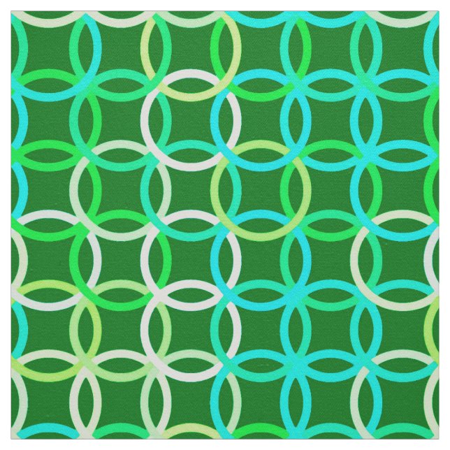 Tissu Cercles modernes du milieu du siècle, tons verts (Échantillon)