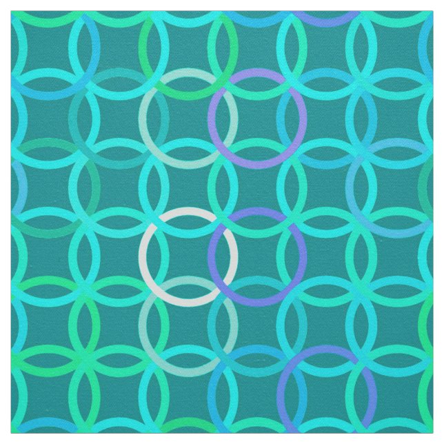 Tissu Cercles modernes du milieu du siècle, turquoise et (Échantillon)
