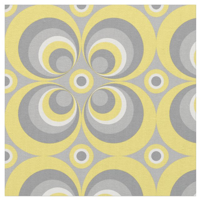 Tissu Cercles plus gris et jaune taille personnalisée (Fermer)