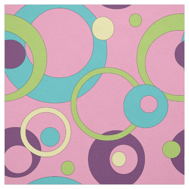 Tissu Cercles Roses Funky (Échantillon)