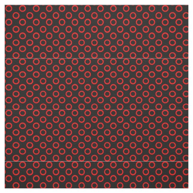 Tissu Cercles rouges avec noir (Échantillon)