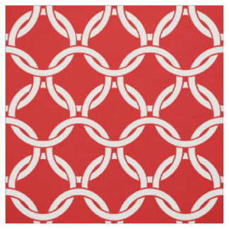 Tissu Cercles rouges, blancs liés Motif #1