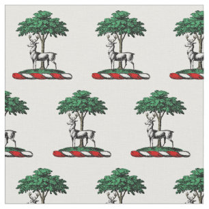 Tissu Cerf Daim devant un Arbre Emblème de Blason Crête