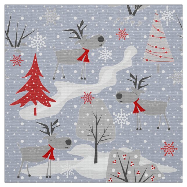 Tissu Cerf de Noël dans la forêt. (Échantillon)