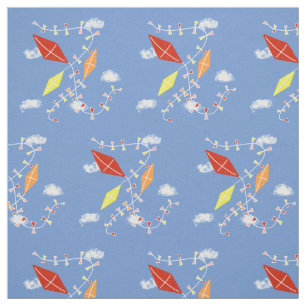Tissu Cerfs-volants dans le ciel bleu Nuages Motifs Enfa