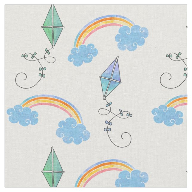Tissu Cerfs-volants et arcs-en-ciel (Fermer)
