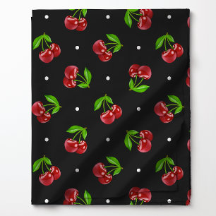 Tissu Cerises à pois sur charbon