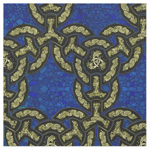 Tissu Chaîne celtique de dragon dans bleu-foncé