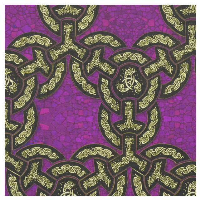 Tissu Chaîne celtique de dragon dans le pourpre royal (Fermer)