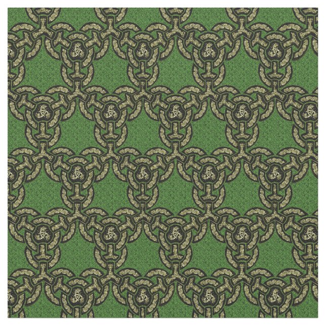 Tissu Chaîne celtique de dragon dans vert-foncé (Fermer)