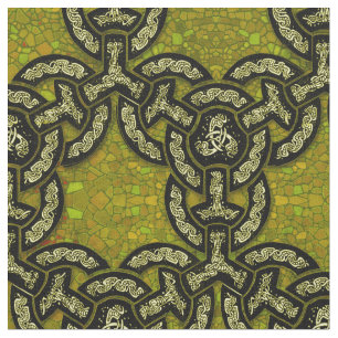 Tissu Chaîne celtique de dragon en or foncé