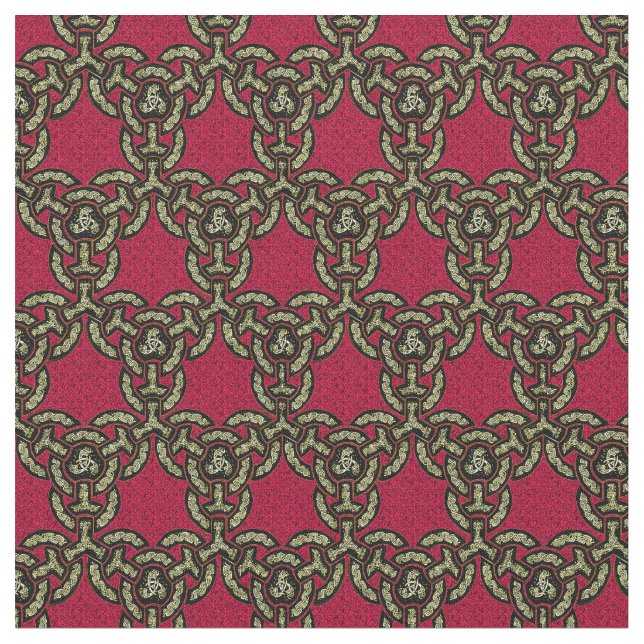 Tissu Chaîne de dragon celtique en rouge (Fermer)