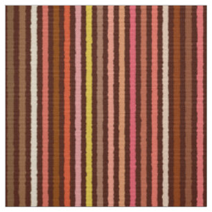 Tissu Chalk Stripes - Chocolat Brown et corail