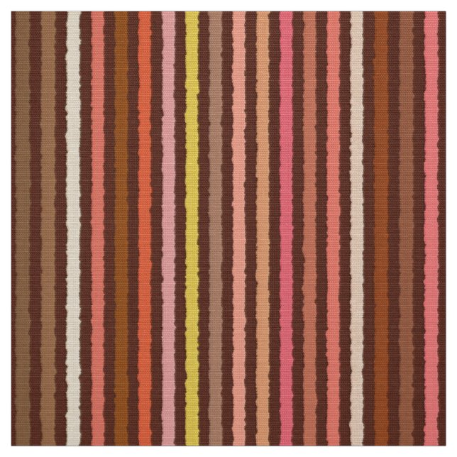 Tissu Chalk Stripes - Chocolat Brown et corail (Échantillon)