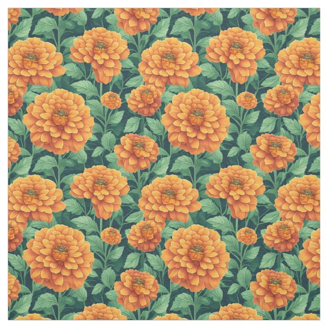 Tissu Champ de l'art floral de style marigold (Échantillon)