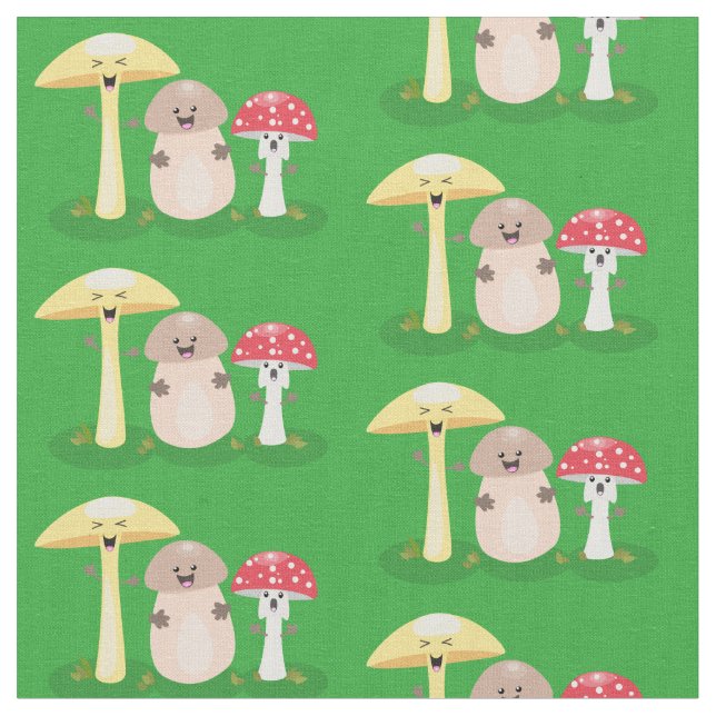 Tissu Champignon mignon kawaii fongue toadstool (Fermer)