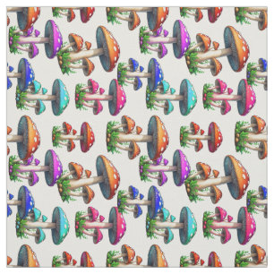 Tissu Champignons colorés sur Textile Arrière - plan bla