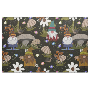Tissu Champignons et papillons des forêts