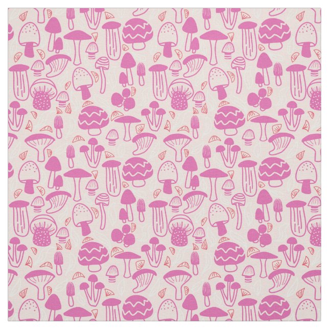 Tissu Champignons Magenta rose (Échantillon)