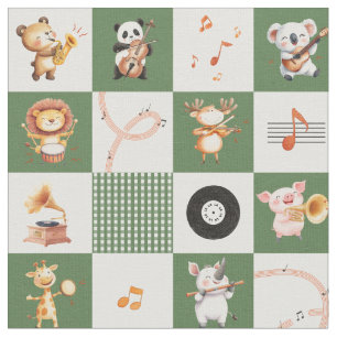 Tissu Chanson heureuse rythme musical animaux sauvages g