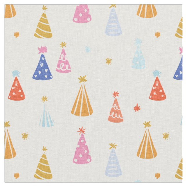 Tissu Chapeau d'anniversaire multicolore arc-en-ciel  (Fermer)