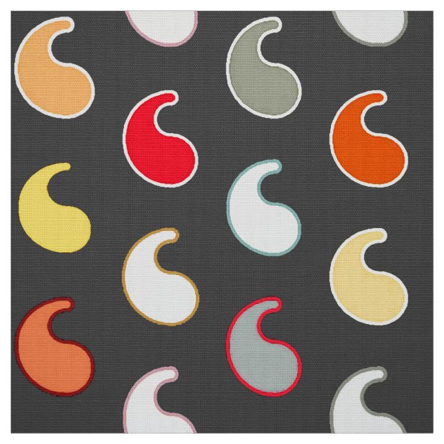 Tissu Charcoal grey multi, contour paisley (Échantillon)