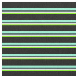 Tissu Chartreuse, Blanc, Gris, Aquamarine & Noir
