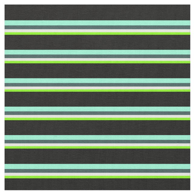 Tissu Chartreuse, Blanc, Gris, Aquamarine & Noir (Fermer)